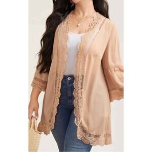 Bloomchic Scalloped "Blush Elegance Lace Trim Kimono"